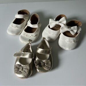 Baby Girl Shoes with Bows and Scallop Details, Size 2&3
